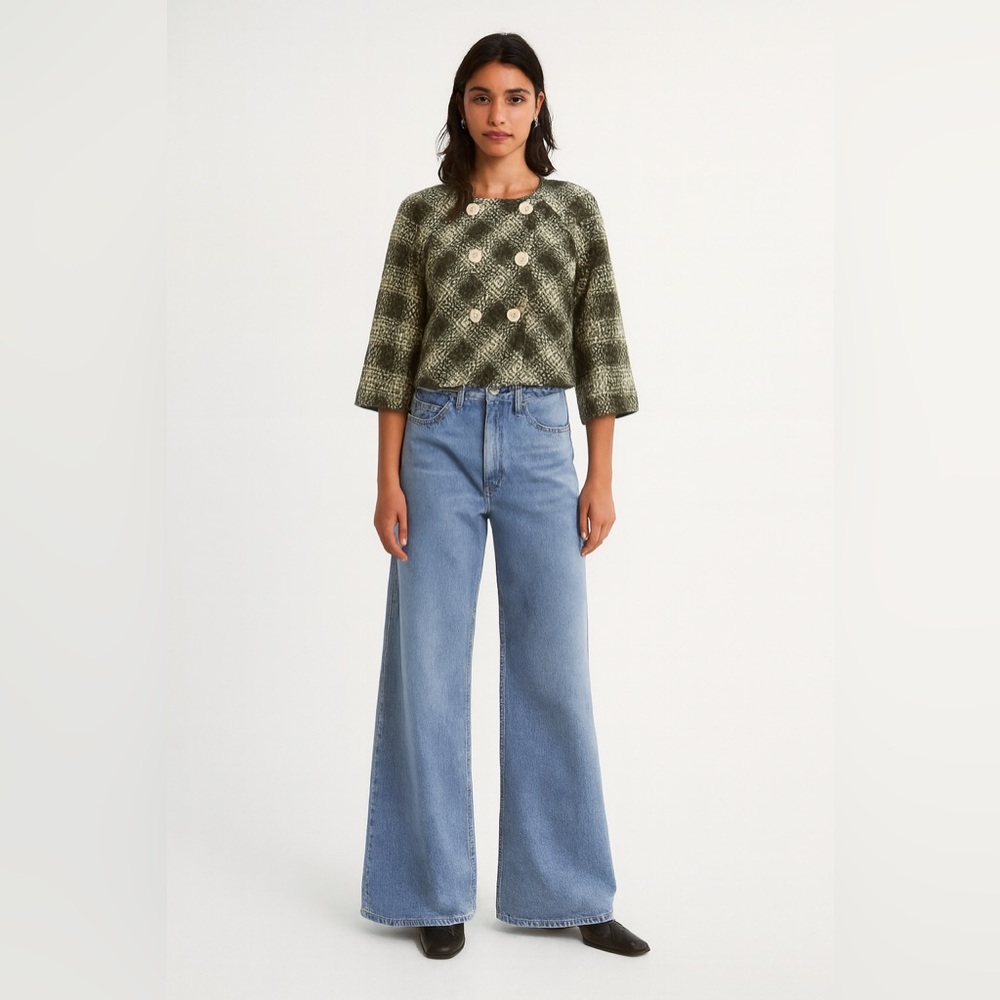 Larry Levine‎ Vintage Green Patterned Cropped Jacket Sz. 8